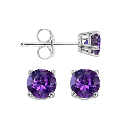 14kw prong amethyst studs, pp7.00aaa-4w