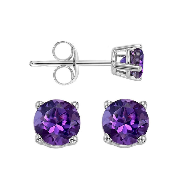 14kw prong amethyst studs, pp7.5aaa-4w