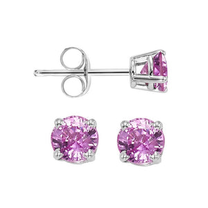 14kw prong pink sapphire studs, fpps9.5-ss