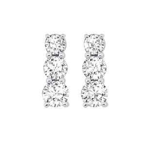 14kw 3 stone prong diamond earrings 1/2ct, fr1034-1y