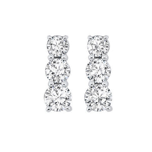 14kw 3 stone prong diamond earrings 1ct, fr1079-4y