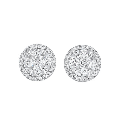 Diamond Halo Stud Earrings in 14K White Gold (1/3 ctw)