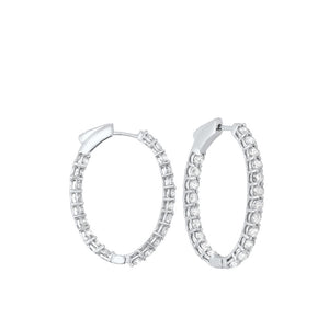 3 ctw Inside Outside Diamond Hoop Round Shaped Earrings