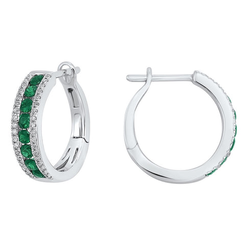 14kw 3 row channel emerald earrings 1/5ct, rg72936-1wnsyal