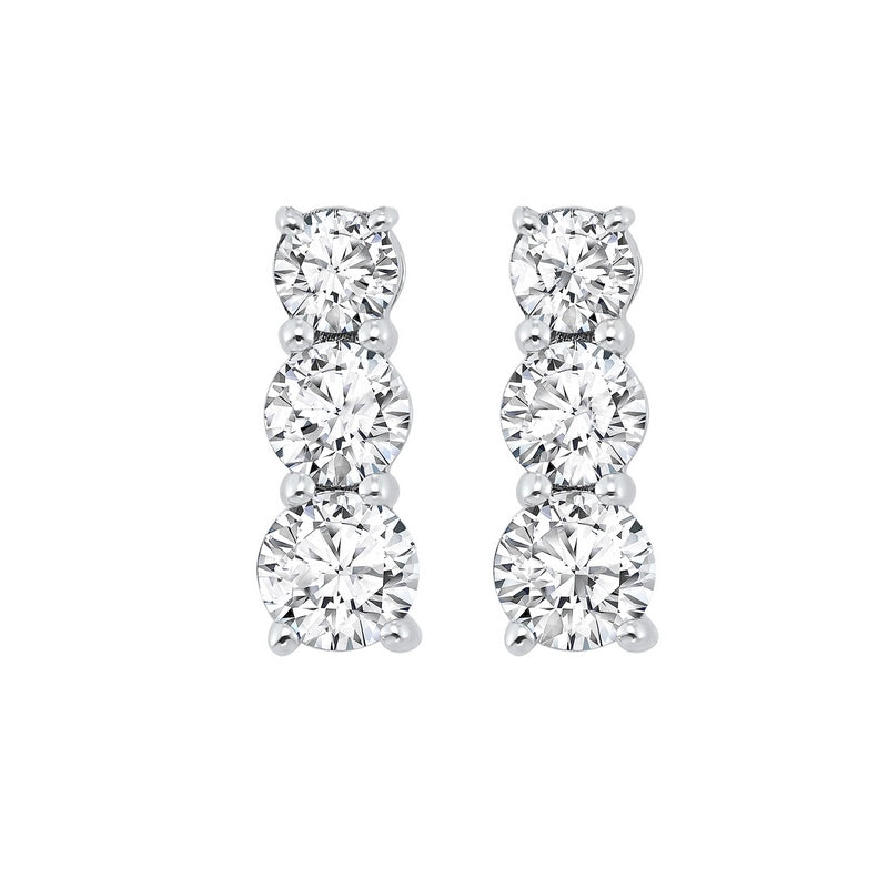 SS 3 Stone Prong Diamond Earrings 1/3CT | International Diamond Center