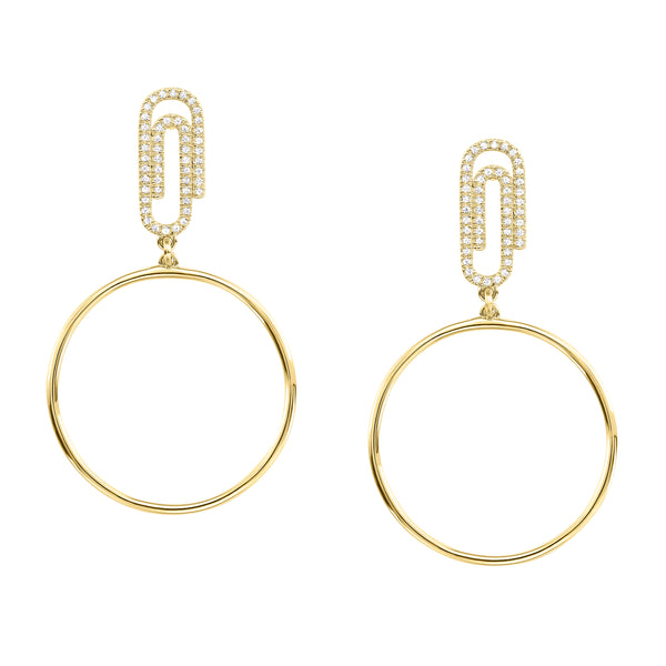 Gold Diamond Paperclip Hoop Earrings