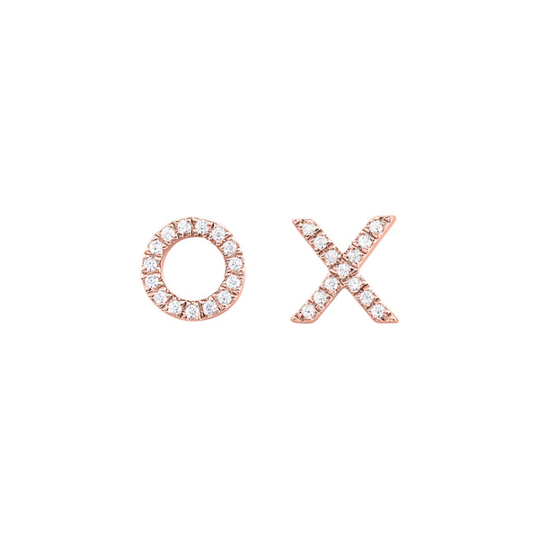 XO Gold and Diamond Stud Earrings 1/12ctw