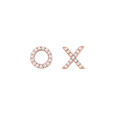 XO Gold and Diamond Stud Earrings 1/12ctw