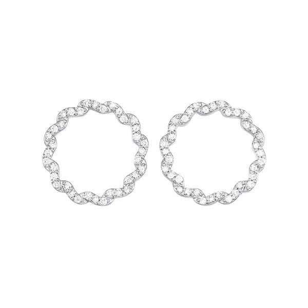 Silver Diamond Circle Earrings - 1/4 ctw