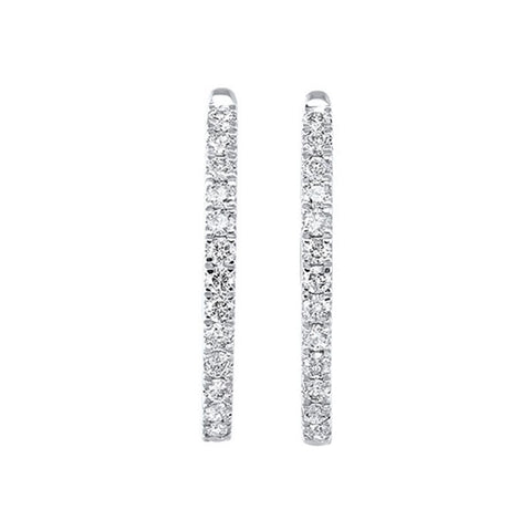 14k Round or Oval Diamond Hoop Earrings - 1/4 ctw