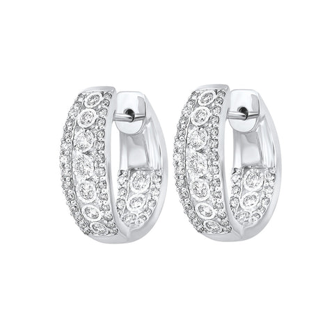 White Gold Diamond Huggie Earrings (1 CTW)