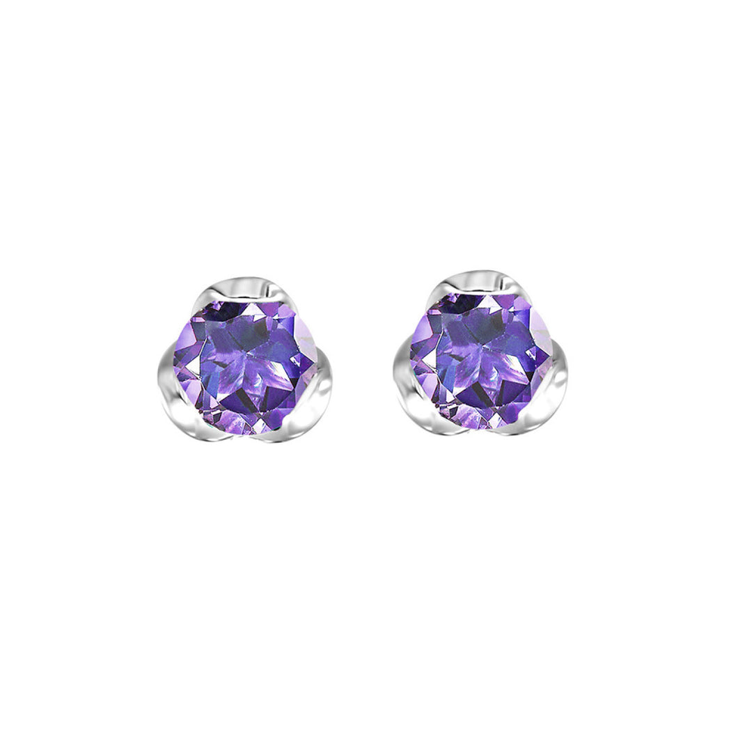 Silver Amethyst Gemstone Earrings
