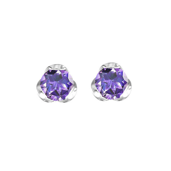 Silver Amethyst Gemstone Earrings