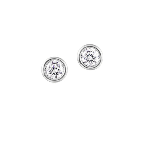 .25 CTW Diamond Studs Bezel set in 14K White Gold- IDC Select Studs Collection
