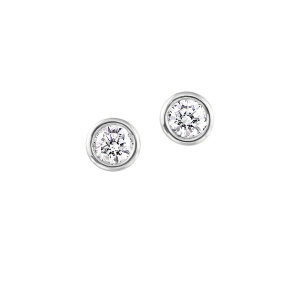 .75 Diamond Studs Bezel Set in 14K White Gold- Select Studs Collection