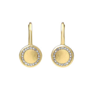 Diamond Eternity Halo Dangle Earrings In 10K Yellow Gold (1/8 CTW)