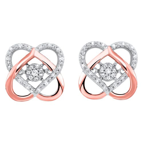 Loves Crossing Rose and White Gold Diamond Earrings