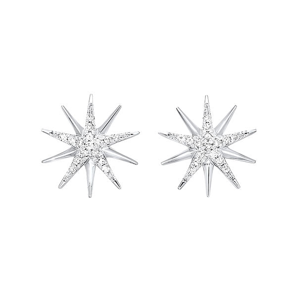 Silver Starburst Diamond Stud Earring (0.10CTW)