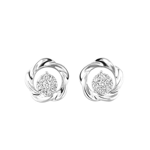 Silver Diamond 1/8ctw Earring