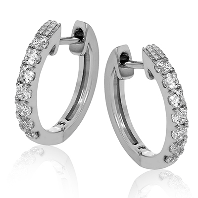 Simon G er355 Hoop Earring in 18K Gold with Diamonds