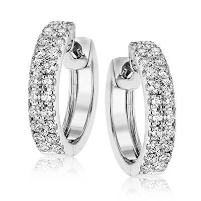 Simon G er369 Huggie Hoop Earrings in 18k Gold with Diamonds