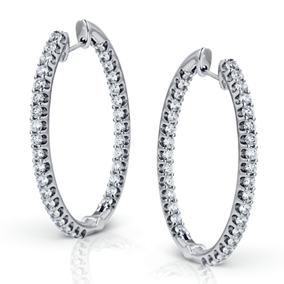 Simon G er382 Hoop Earring in 18k Gold with Diamonds