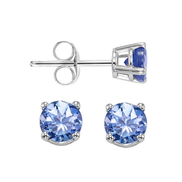 14kw prong tanzanite studs