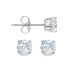 14kw prong white sapphire studs