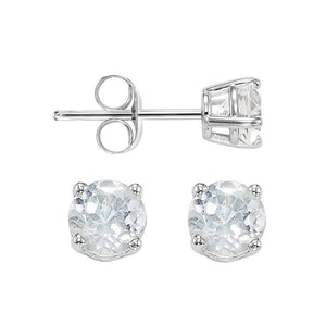 14kw prong white sapphire studs