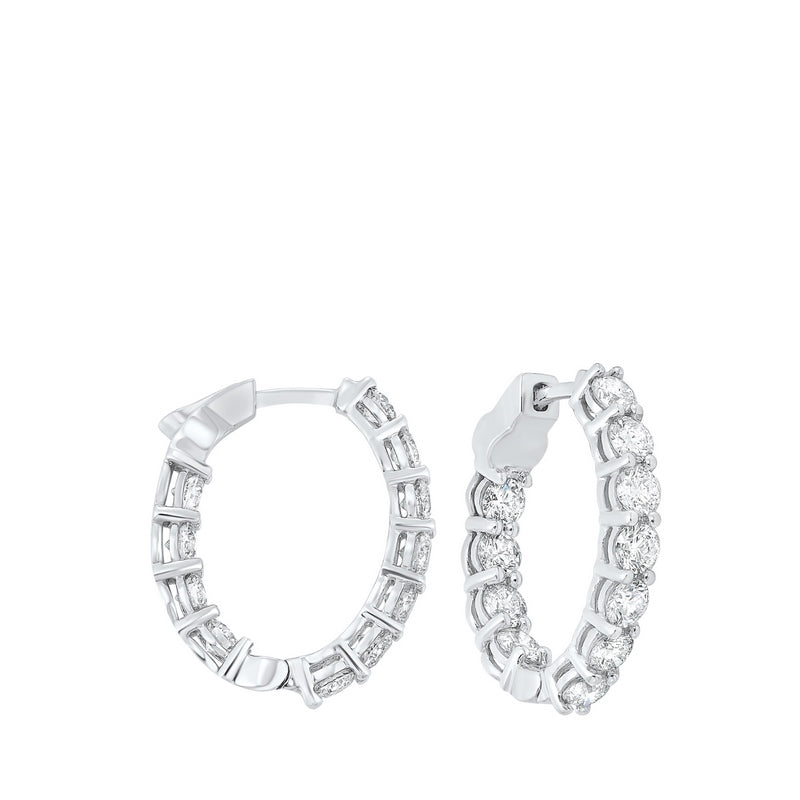 14kw prong diamond hoop earrings 4ct, fe2085-4pd