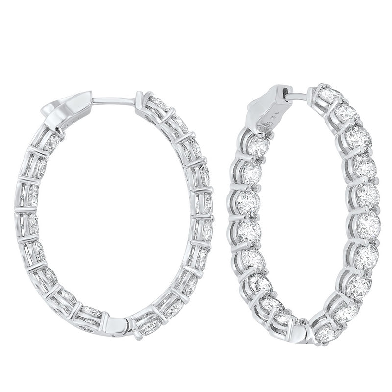 14kw prong diamond hoop earrings 11ct, fe2084-4pd