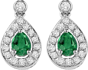 14kw color ens halo prong emerald earrings 1/6ct, rg71759-4wc