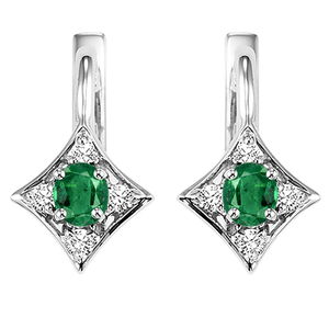 14kw color ens prong emerald earrings 1/12ct, rg10643-4wb
