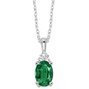 10kw color ens prong emerald necklace 1/30ct, fe1204-4wc