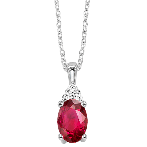 10K White Gold Ruby Necklace 1/30 ctw