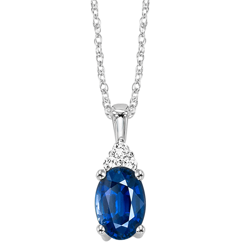 10kw color ens prong sapphire necklace 1/30ct, er24588-4wc