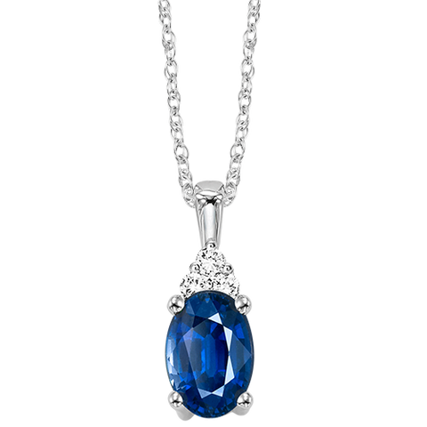 10kw color ens prong sapphire necklace 1/30ct, er24588-4wc