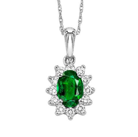 14kw color ens halo prong emerald pendant 1/5ct, rg68878-4wc