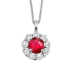 14kw color ens halo prong ruby pendant 1/2ct, h131-7-4wc