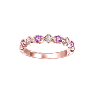 10kr mix prong pink sapphire band 1/20ct