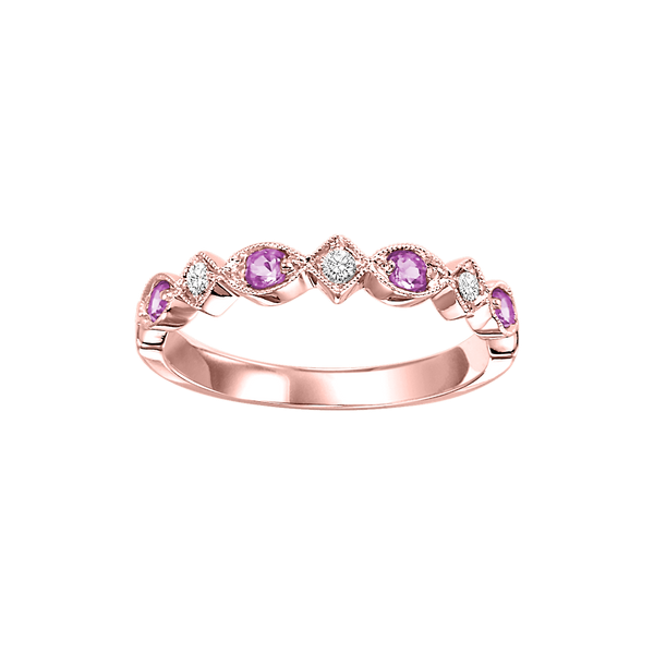 10kr mix prong pink sapphire band 1/20ct