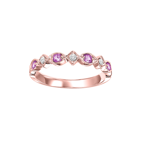 10kr mix prong pink sapphire band 1/20ct