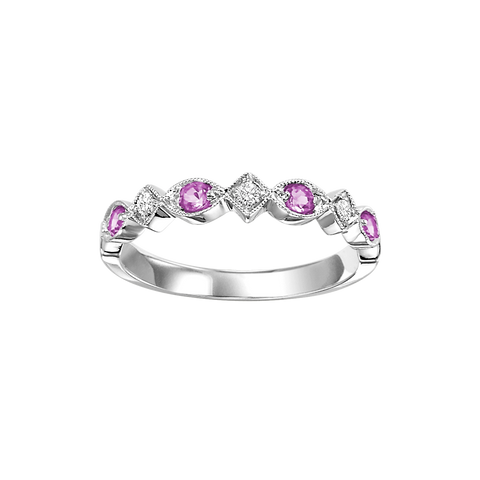 10kw mix prong pink sapphire band 1/20ct