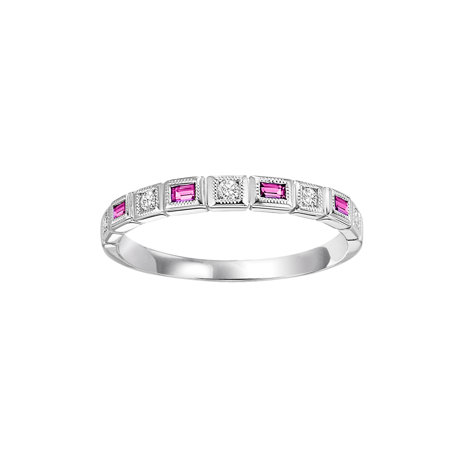 10kw mix bezel pink sapphire band 1/12ct