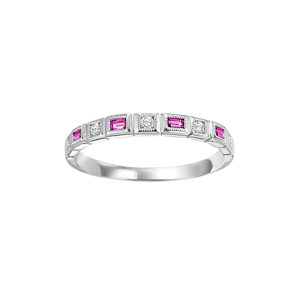 10kw mix bezel pink sapphire band 1/12ct