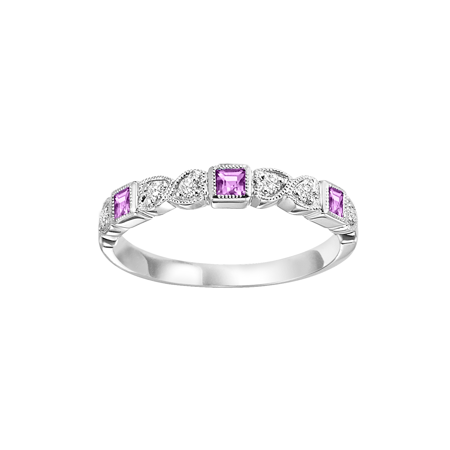 10kw mix bezel pink sapphire band 1/12ct