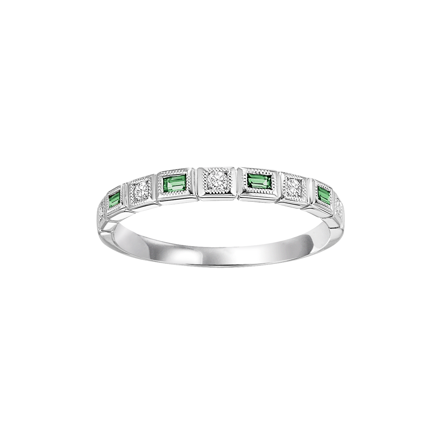 10kw mix bezel emerald band 1/10ct