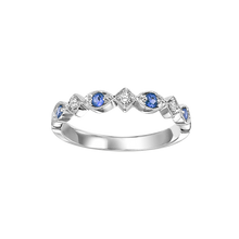 Load image into Gallery viewer, 10kw mix prong sapphire band 1/20ct