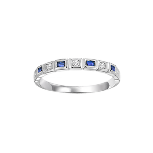 14K White Gold Mix Bezel Sapphire Band 1/12CT