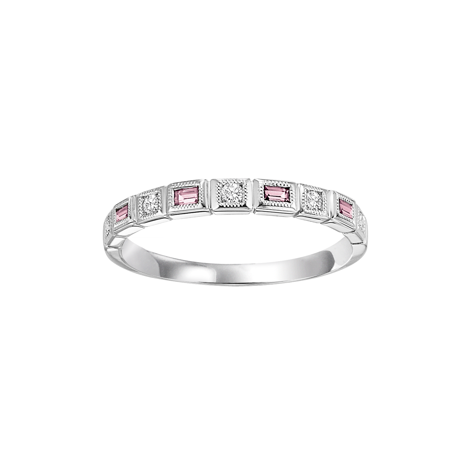 10kw mix bezel pink tourmaline band 1/10ct